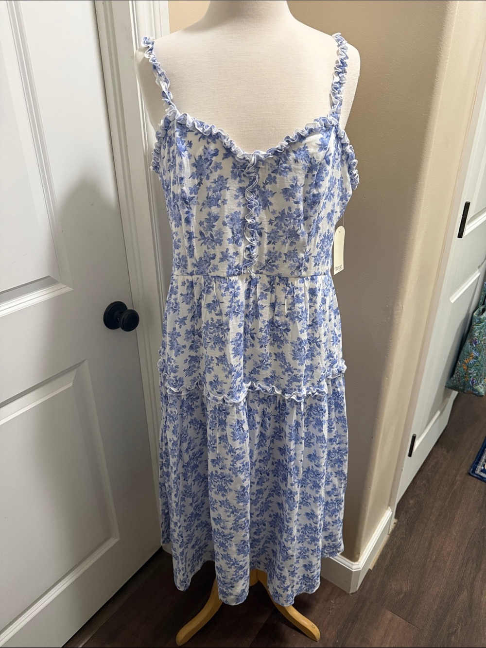 Trixxi White and Blue Floral Maxi Dress